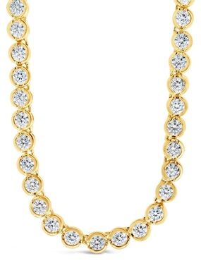 Gold Bezel Cubic Zirconia Tennis Necklace - Women Jewelry